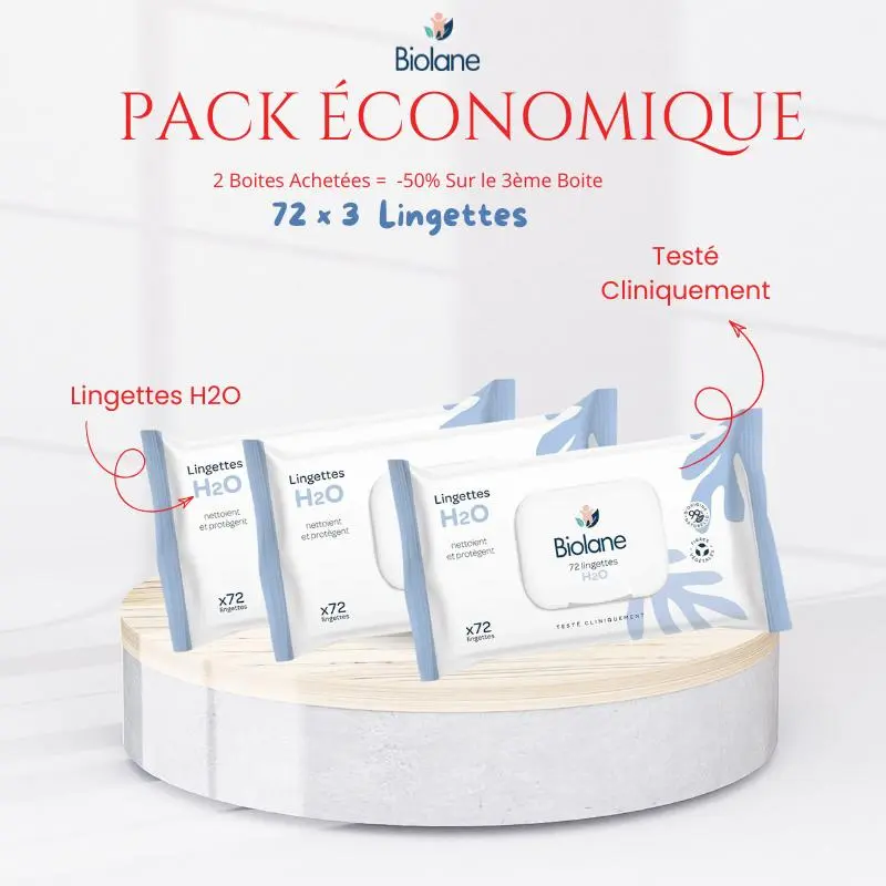 xx Lingettes H2O nettoient et protègent lot de 3 x 72 pièces Biolane