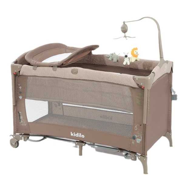 xx Lit Parapluie Bébé Kidilo avec Table à Langer et Mobile Musical – Beige