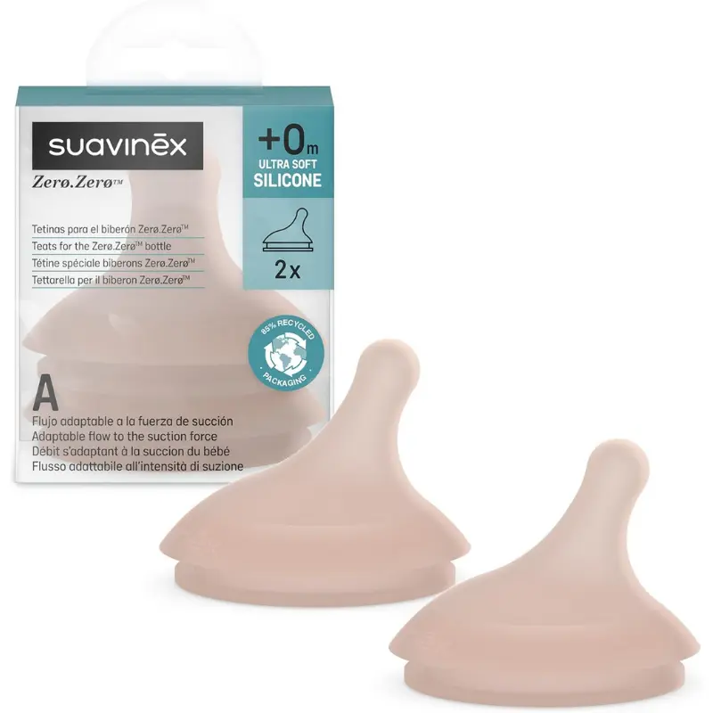 xx Lot 2 tétines Zero-Zero débit A/ allaitement SUAVINEX