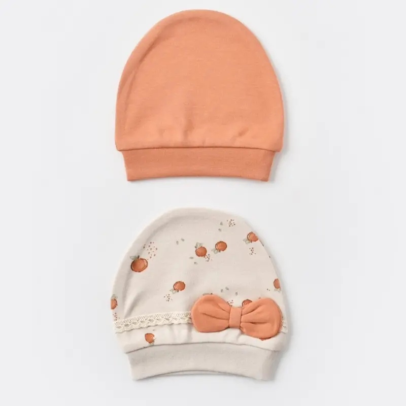 xx Lot de 2 bonnets bébé bio-organiques aux fruits d'été 72201 Crème