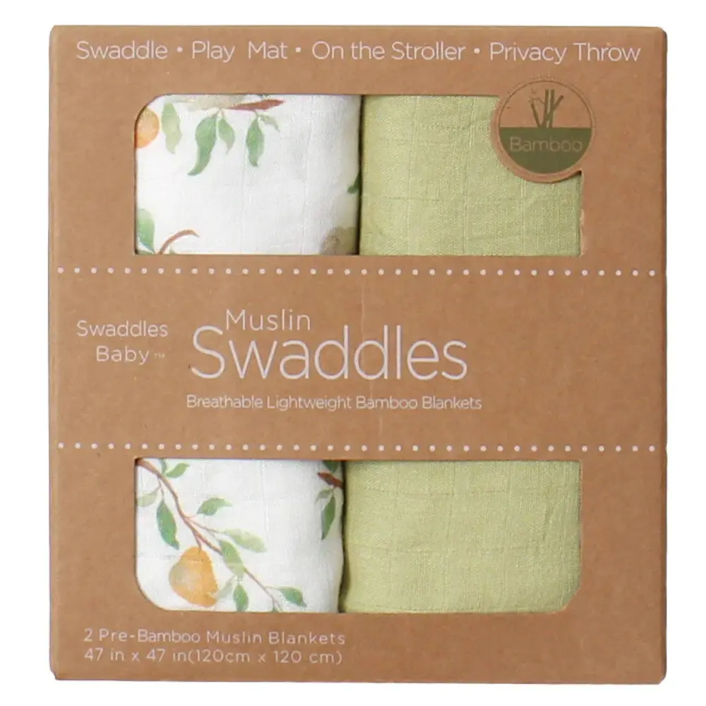 xx Lot de 2 Lange Bébé en Mousseline de Bambou Premium Vert