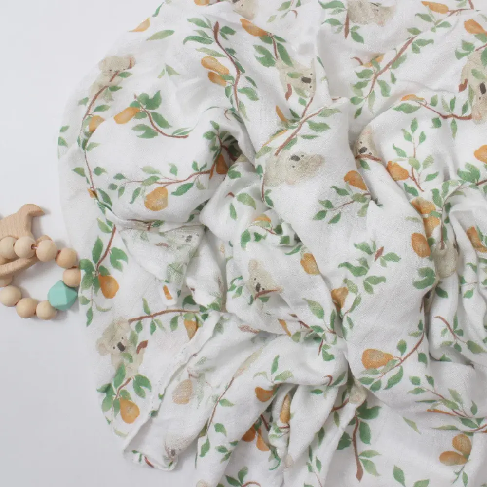 Lot de 2 Lange Bébé en Mousseline de Bambou Premium Vert