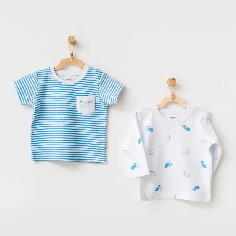 Lot de 2 t-shirts bébé Andywawa Cute Whale AC21561 Bleu