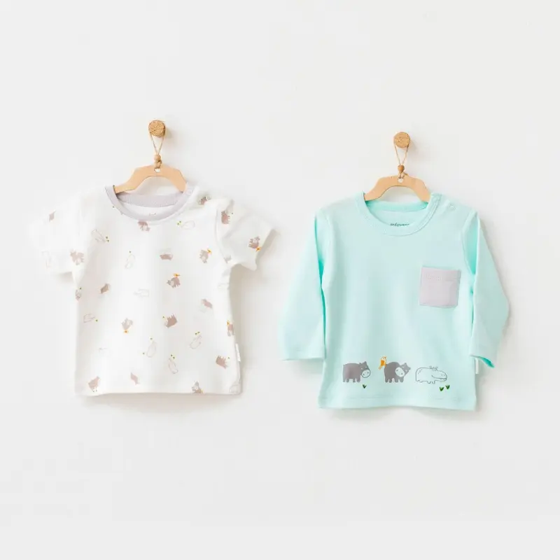 xx Lot de 2 t-shirts bébé Andywawa Hippo AC21765 Menthe