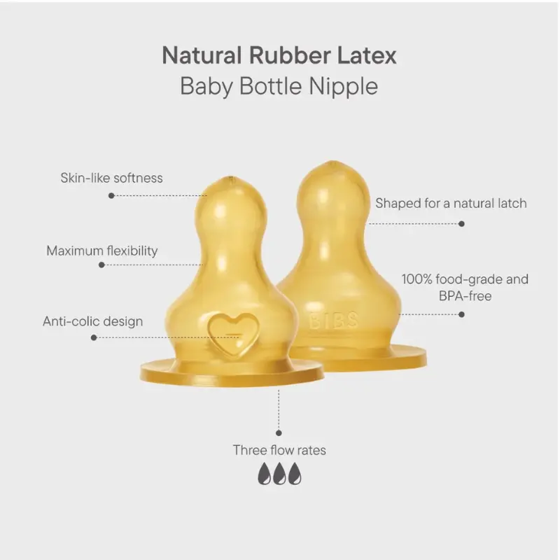 Lot de 2 Tétines de Biberon en Latex – BIBS