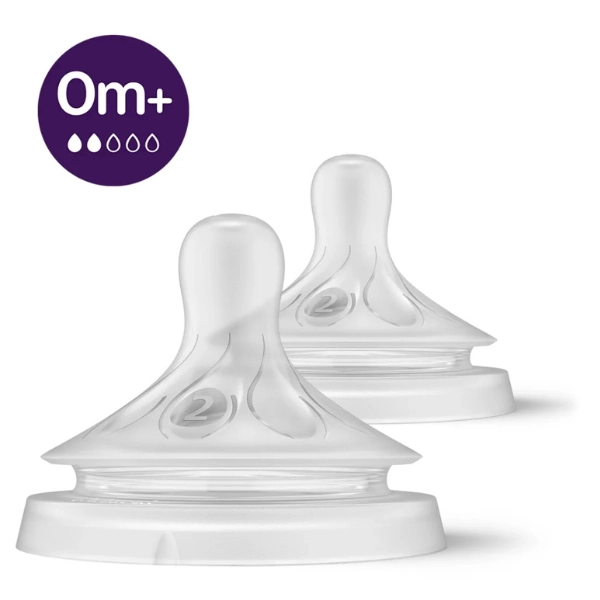 xx Lot de 2 tétines Philips AVENT Natural – 0 mois+ (Débit nouveau-né)