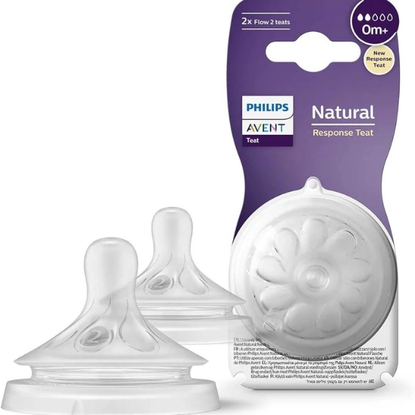 Lot de 2 tétines Philips AVENT Natural – 0 mois+ (Débit nouveau-né)