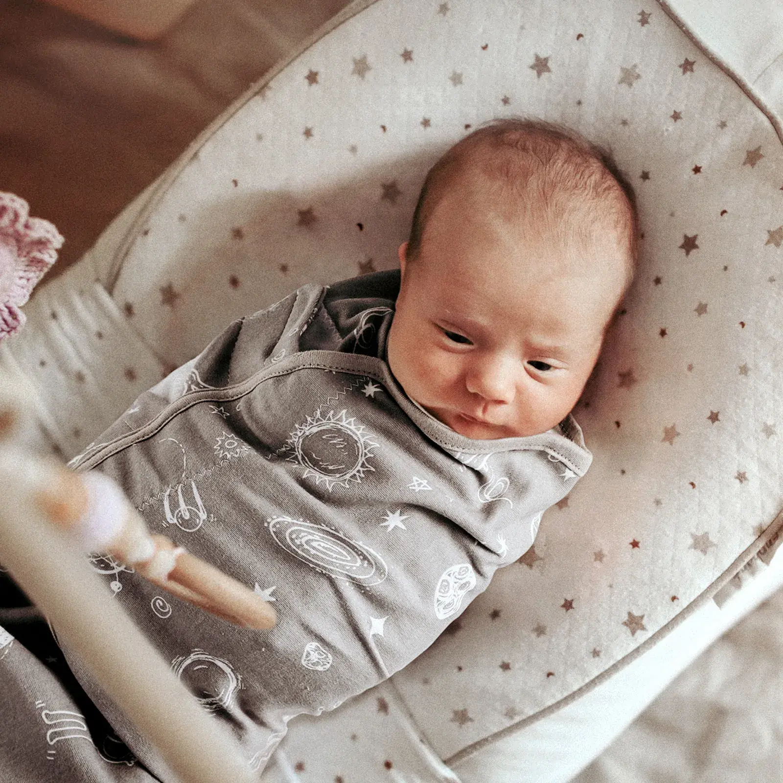 Lot de 3 couvertures d'emmaillotage pour bébé Gris