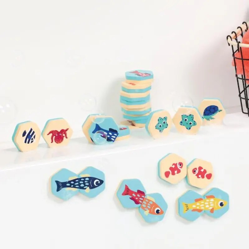 Ludi Memory de bain 2 en 1 Animaux marins Beige