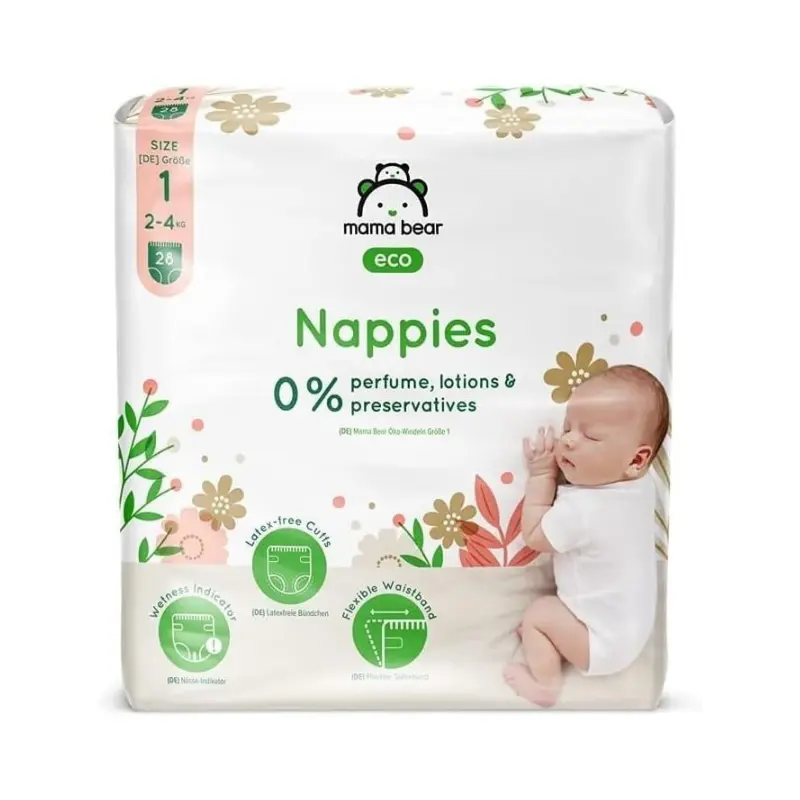 xx Mama Bear Eco Couche Bébé Taille 1 (2-4 kg) – 28 Pièces