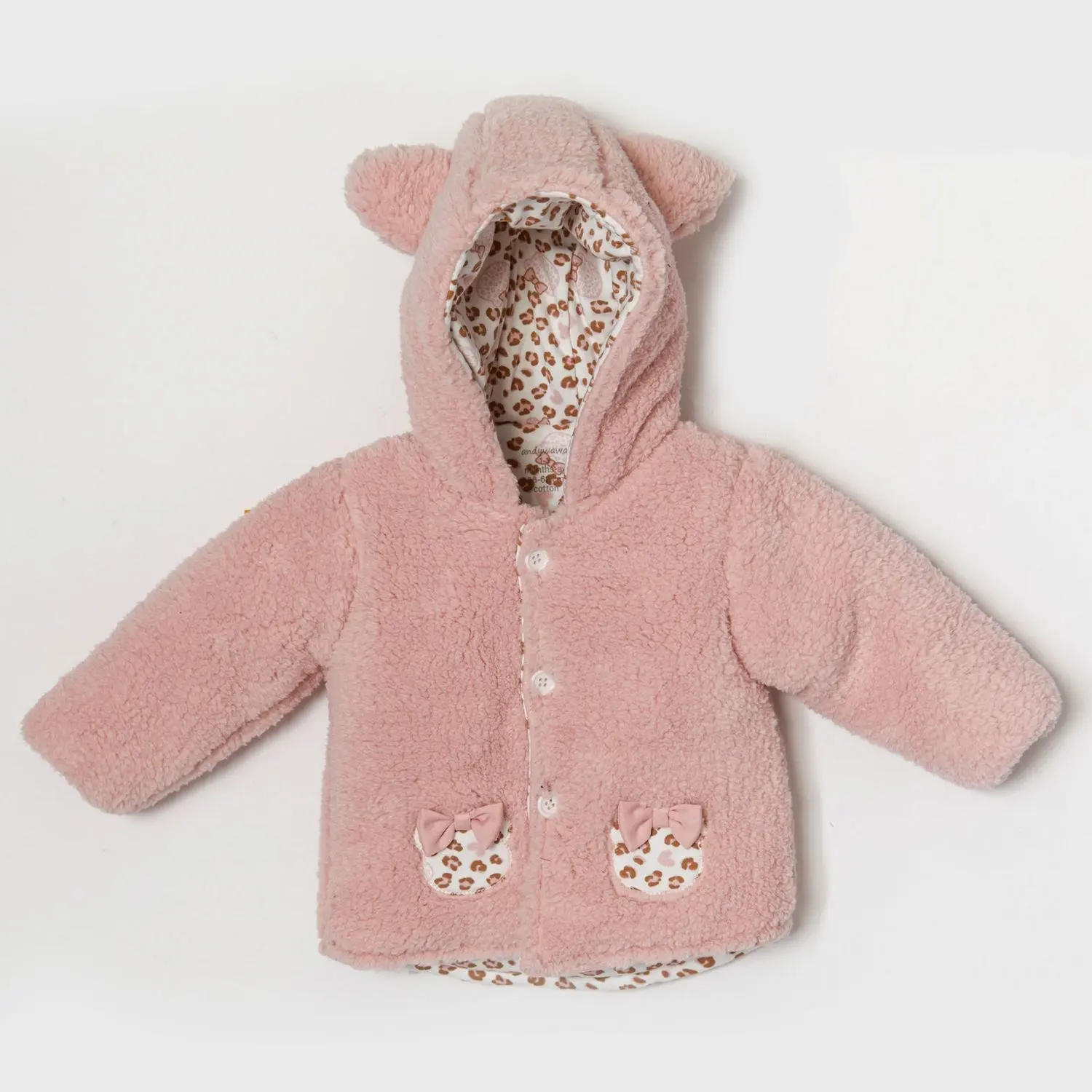 Manteau bébé léopard Andywawa AC22078 Rose