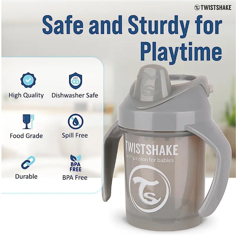 Mini gobelet anti-fuite Twistshake 230 ml - Gris perle 4+m