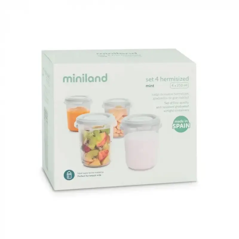 Miniland Set 4 pots de conservation Mint