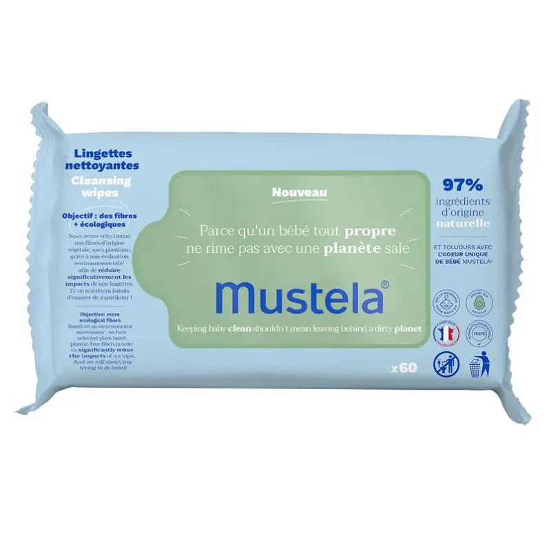 xx Mustela Lingettes Nettoyantes à l'Avocat BIO - 60 unités