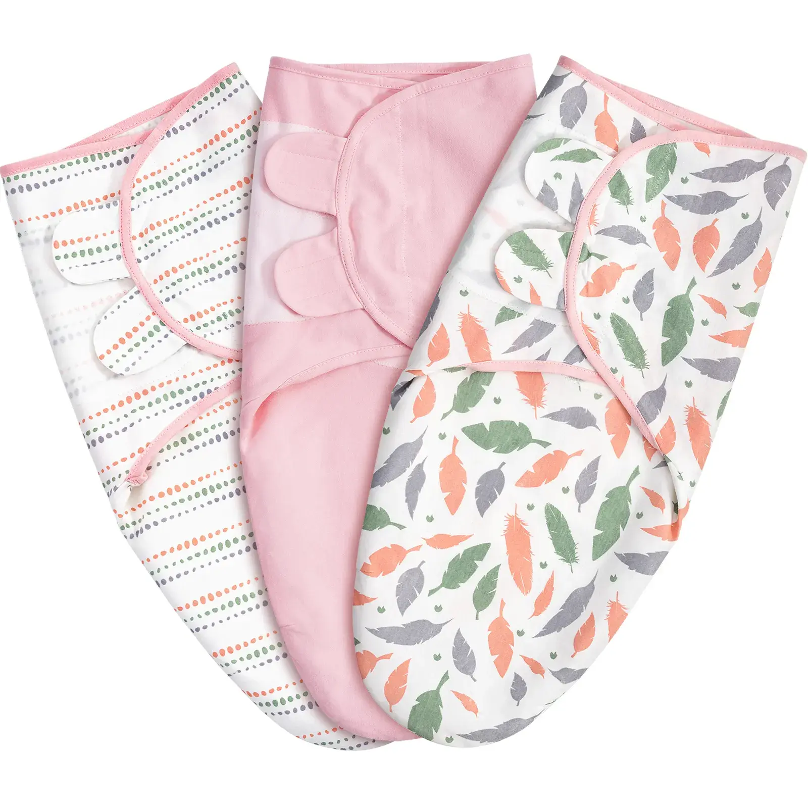 xx Orange Storm Lot de 3 couvertures d'emmaillotage pour bébé