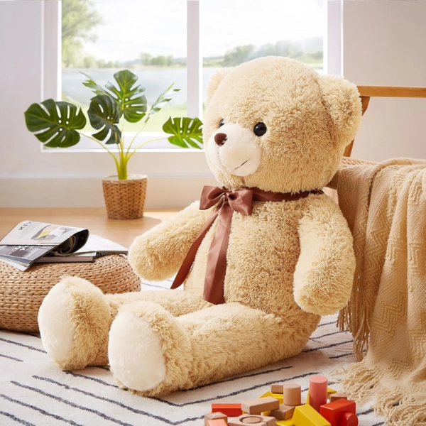 Ours en peluche géant 80 cm – Nounours doux et moelleux couleur camel