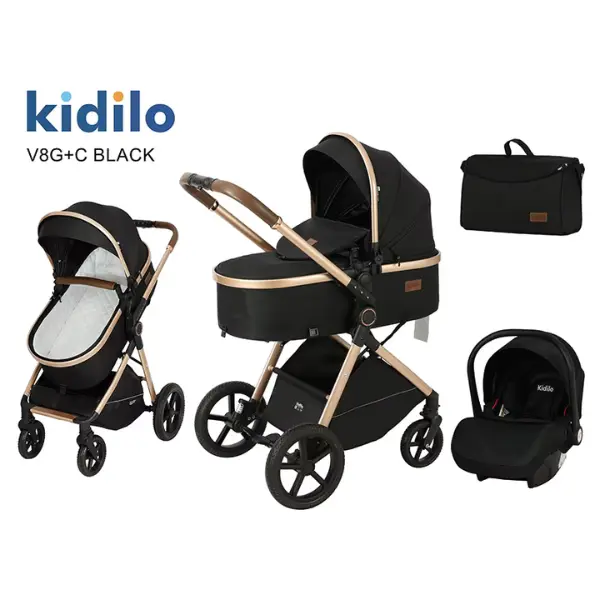 xx Pack Poussette V8G+C Universel 3 en 1 Noir – Kidilo