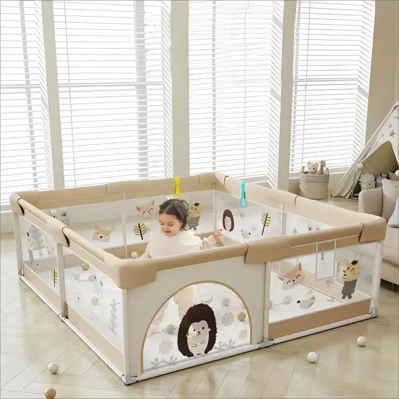 Parc de jeux bébé pliable 200cm x180 cm Beige