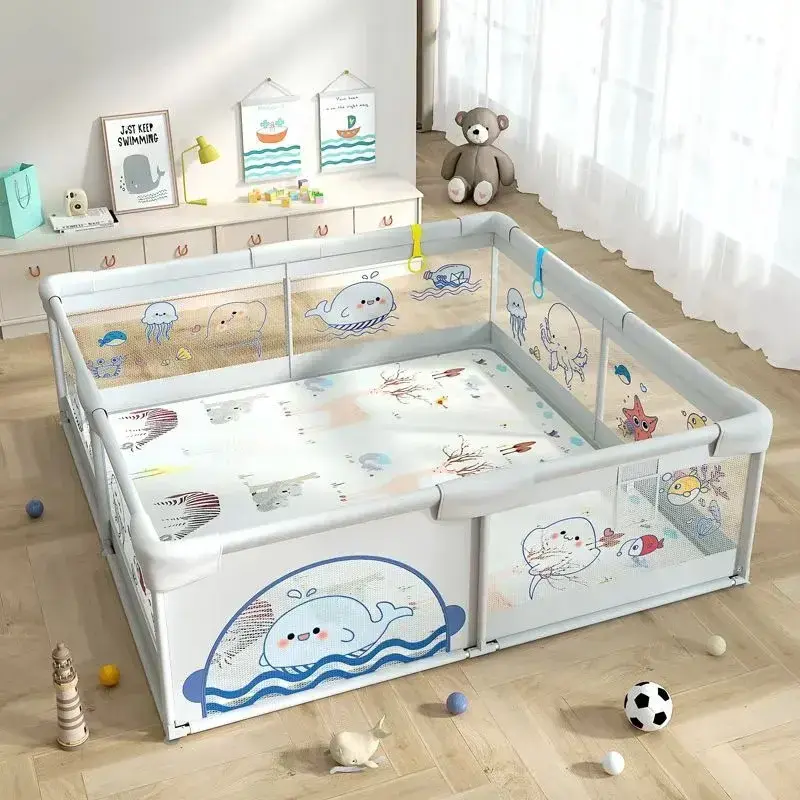 Parc de jeux bébé XXL ours 200x180 cm avec tapis et balles