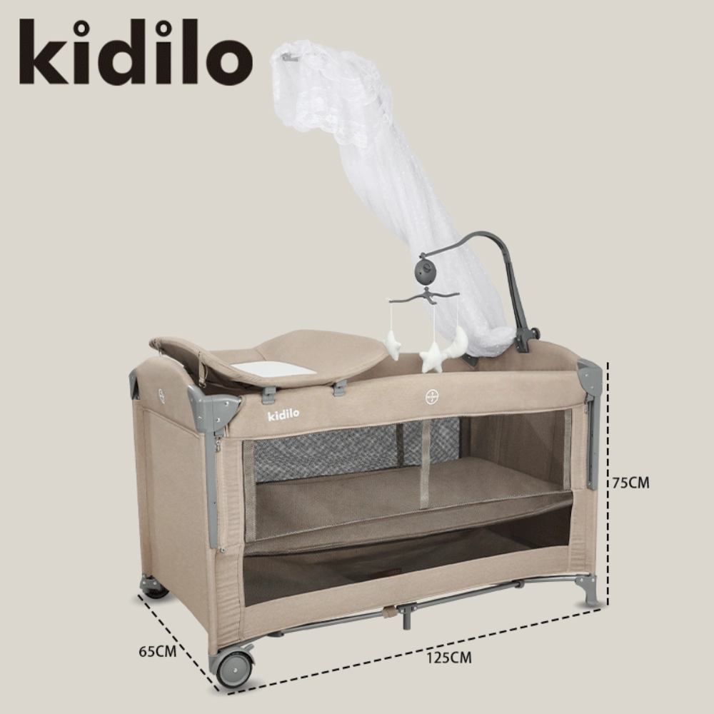 Parc lit cododo Pliable et Portable pour Nouveau-Né T-702L - Gris