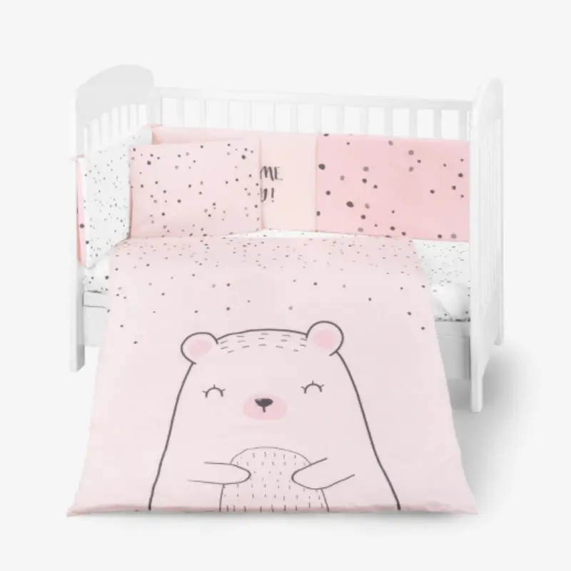 xx Parure de lit 6 pièces 60/120 cm  Ours avec moi Rose - Kikkaboo