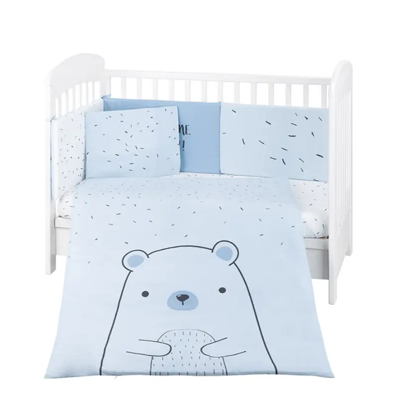 xx Parure de lit 6 pièces 60x120 cm Ours avec moi Bleu - Kikkaboo