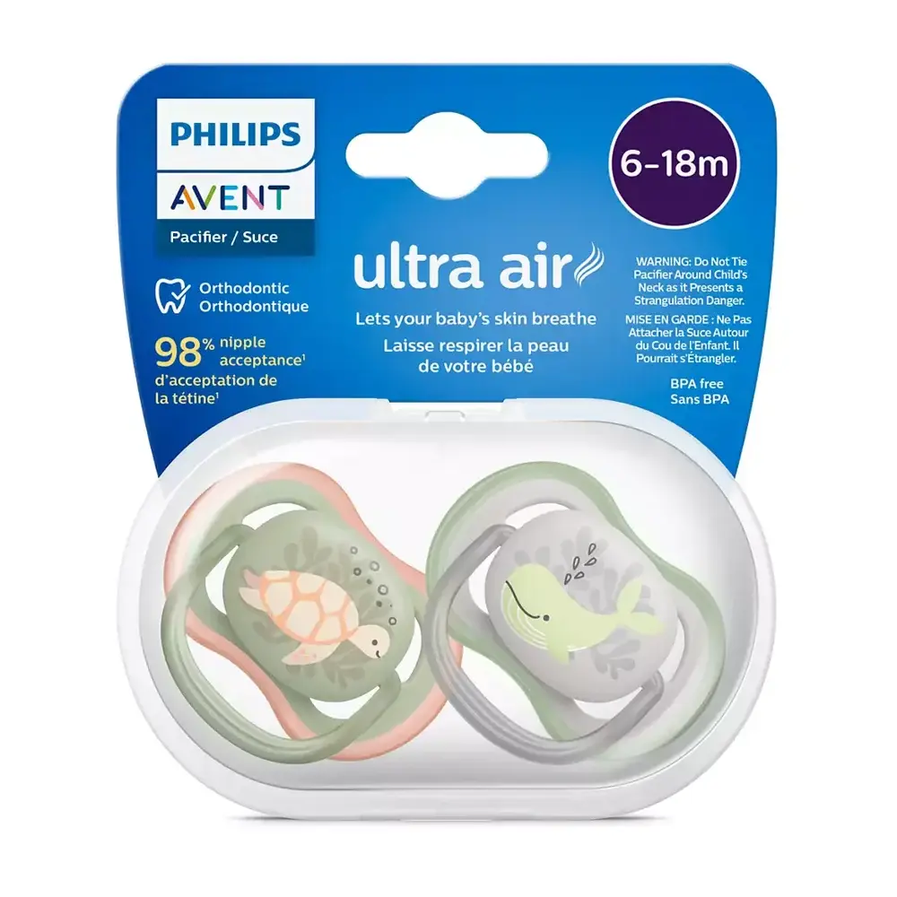 Philips Avent Lot de 2 Sucettes Ultra Air 6-18m Garçon