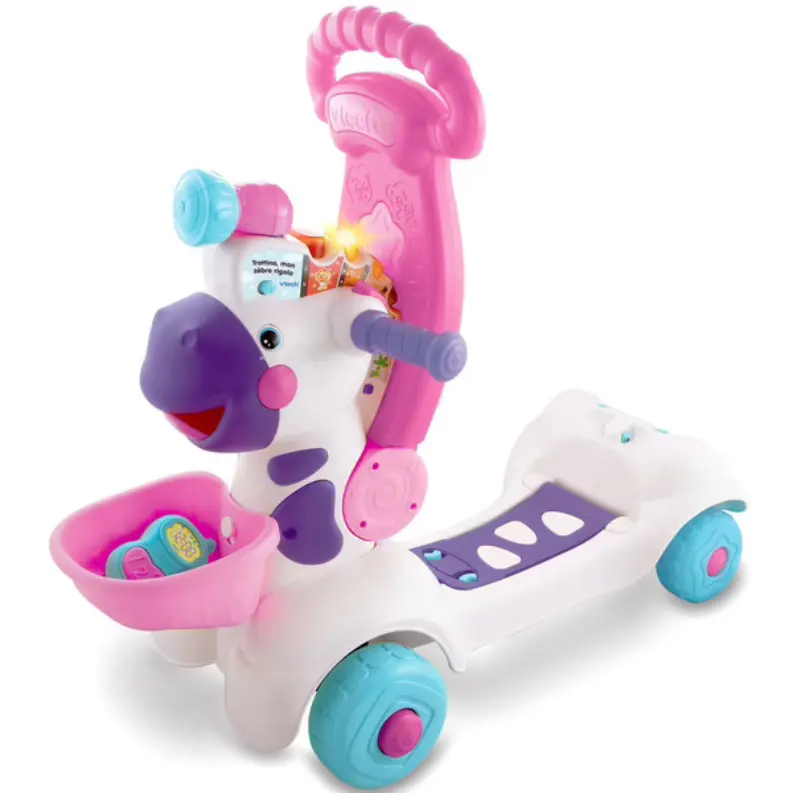 xx Porteur - Trottino mon zèbre rigolo rose
