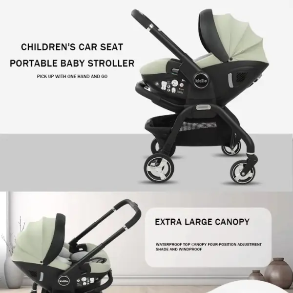Poussette 3 en 1 Kidilo pour bébé de 0 à 3 ans avec siège auto - Bleu