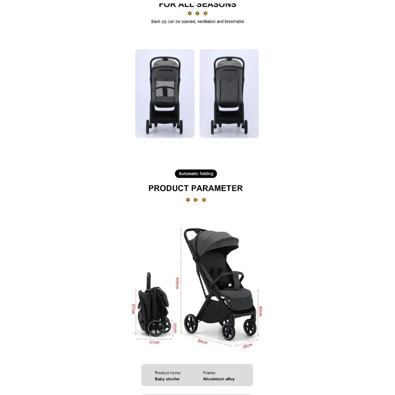 Poussette Bébé Kidilo C5 – Portable, Légère et Pliable – 0 à 3 Ans