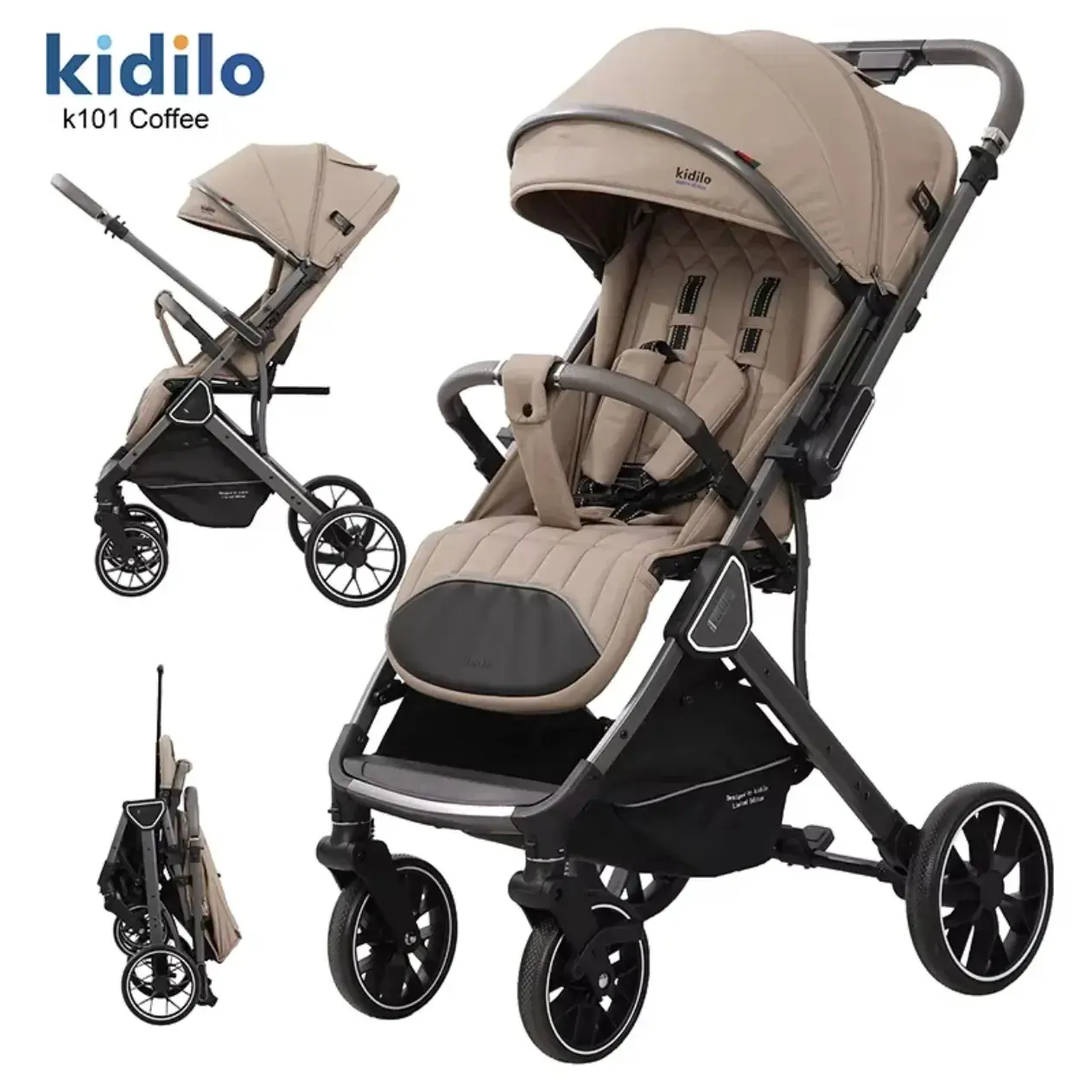 Poussette réversible compacte K101 Maron– Kidilo