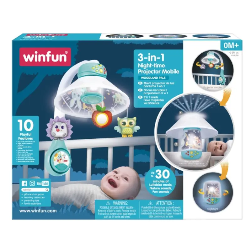 Projecteur de Nuit Mobile 3 en 1 Winfun – Veilleuse, Mobile et Projecteur Musical pour Bébé
