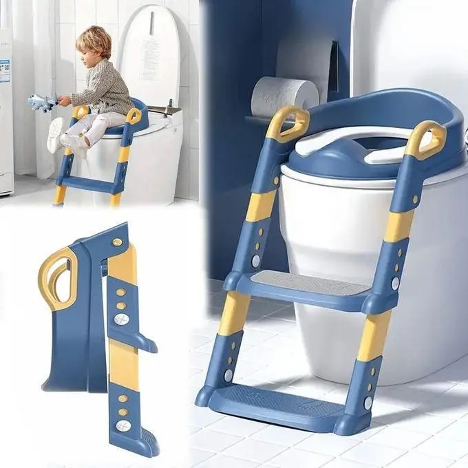 Réducteur de toilettes 2 en 1 avec marches, pot de toilette pour enfant, Bleu