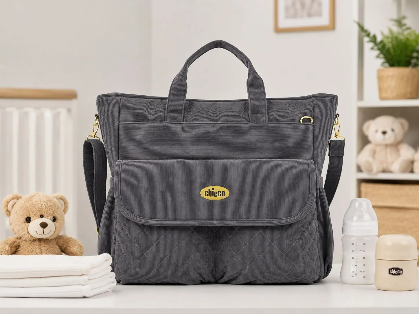 Sac à Langer Chicco Velours – Gris Anthracite