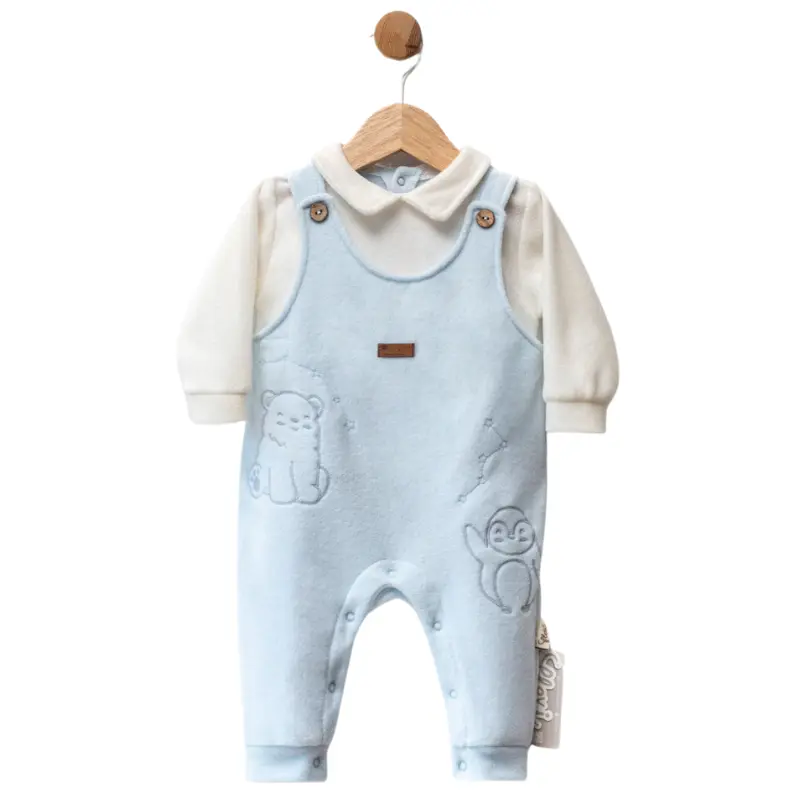 Salopette bébé en polaire avec broderies d’oursons