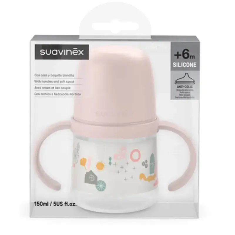 Suavinex Biberon avec Anses et Bec Silicone Anti-Colic - 150 ml