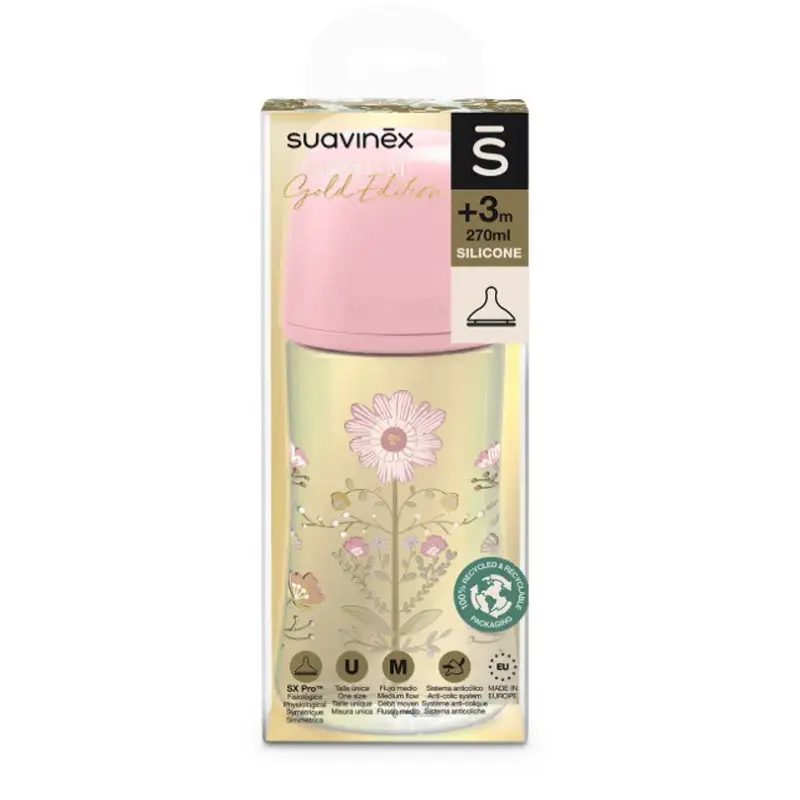 Suavinex Biberon SX Pro Débit Moyen Édition Or Rose - 270ml