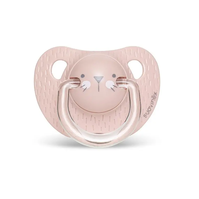 Suavinex sucette réversible moustache rose 0-6m