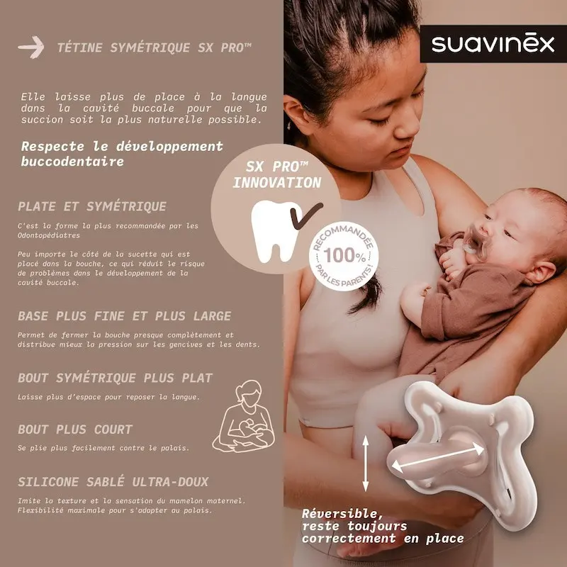 Suavinex, Sucette Zero Zero, avec Tétine Symétrique SX Pro, 0 à 6 mois
