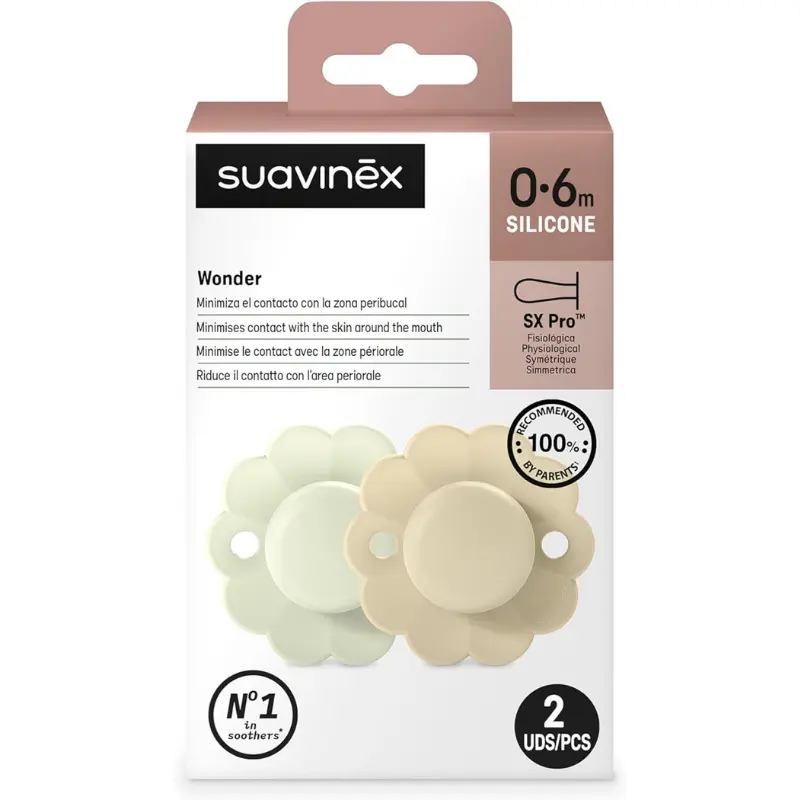Suavinex Wonder SX PRO Sucette – Lot de 2 – Aqua/Gris