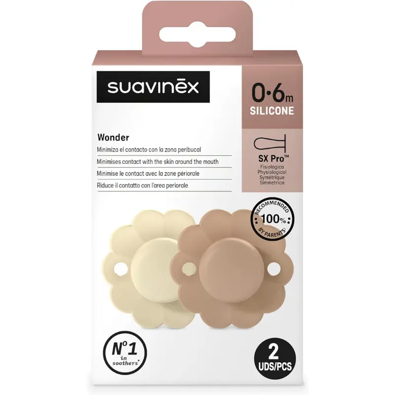 Suavinex Wonder SX PRO Sucette – Lot de 2 – Beige/Marron
