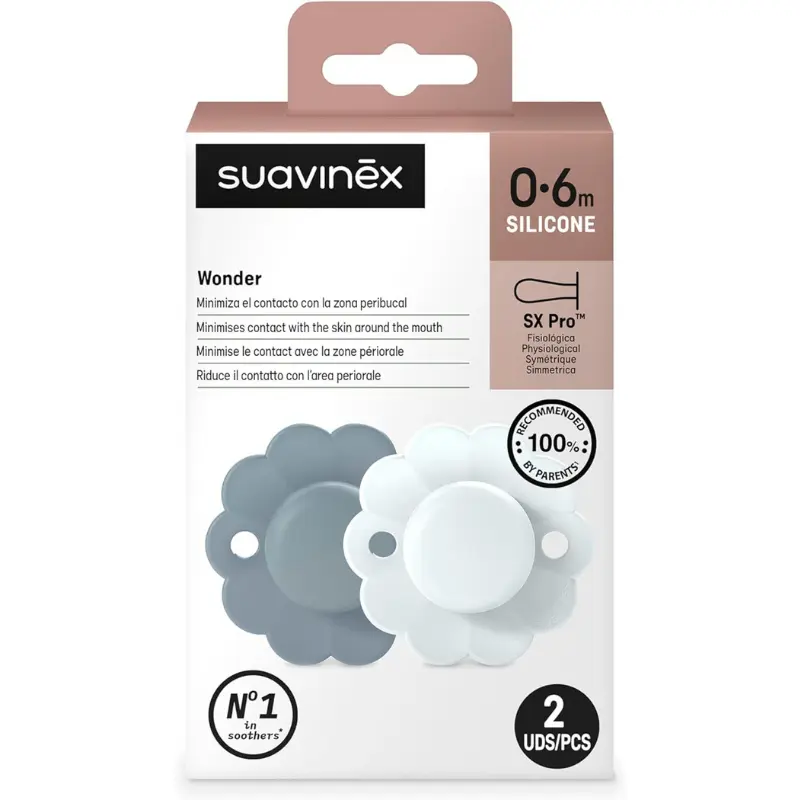 Suavinex Wonder SX PRO Sucette – Lot de 2 – Bleu clair/Bleu