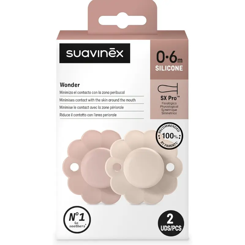 Suavinex Wonder SX PRO Sucette – Lot de 2 – Rose/Rose Clair