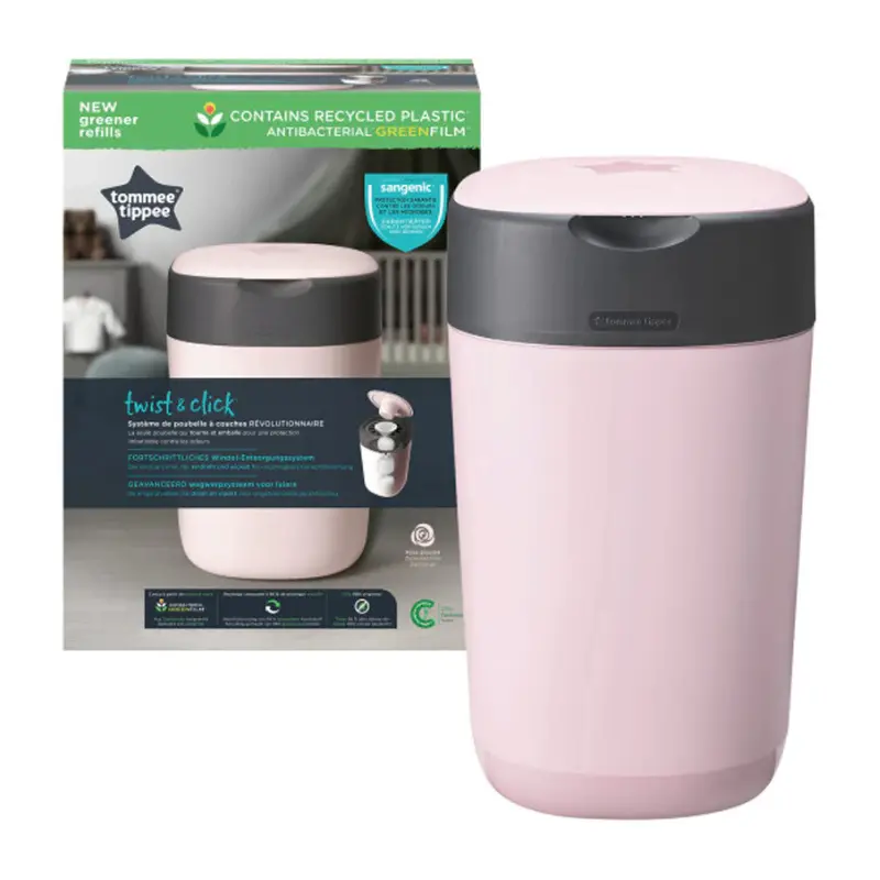 xx Tommee Tippee Poubelle à couches Anti-Odeur Twist - Click - Rose