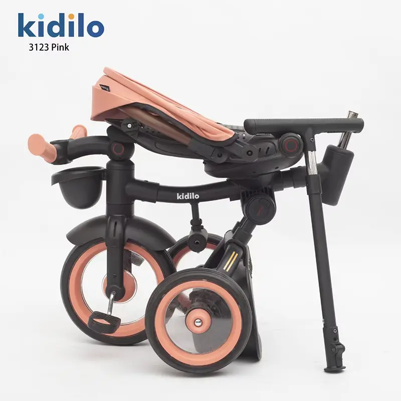 Tricycle pliable 7 en 1 pour enfants de 6 mois à 5 ans Rose