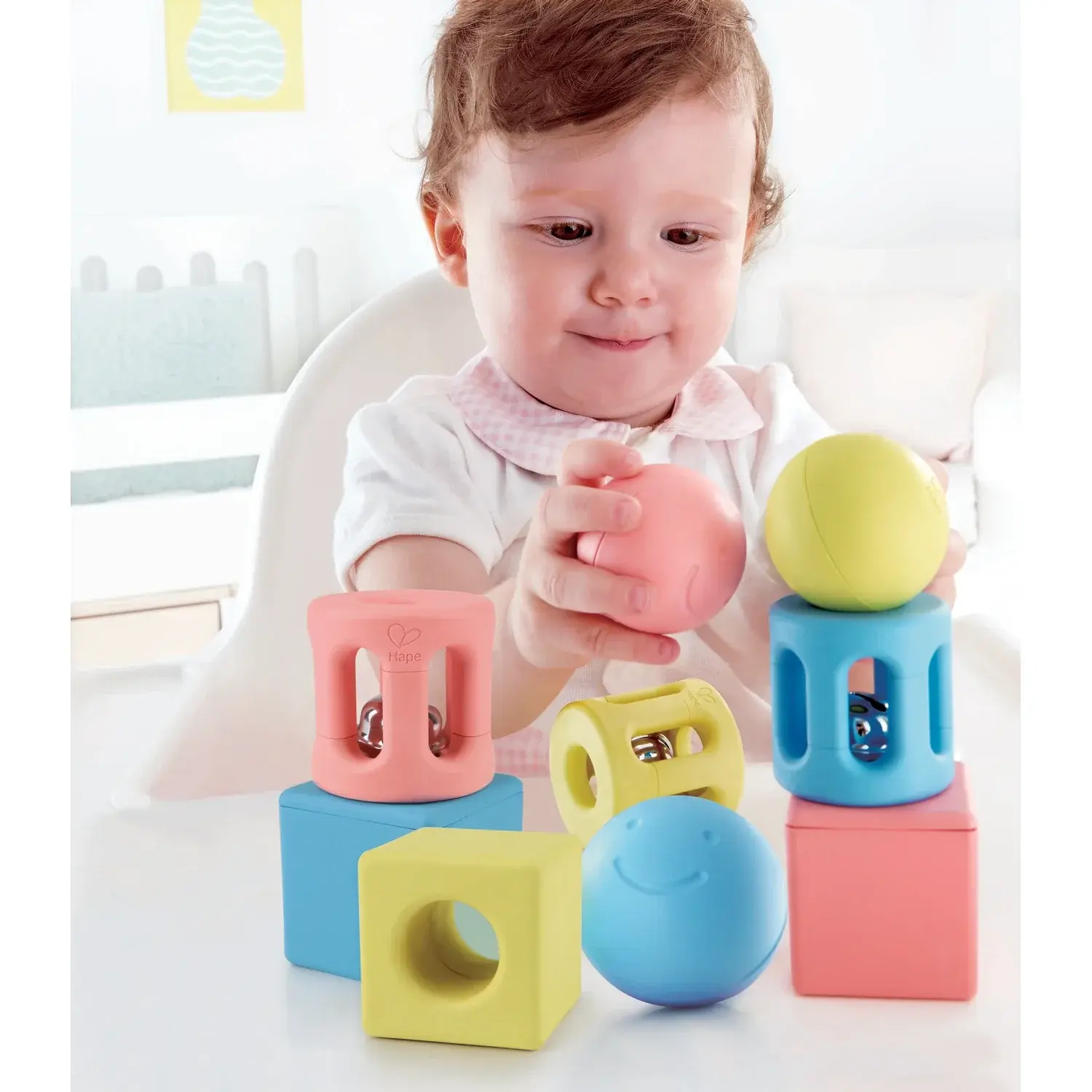 Trio de jouets géométriques en riz