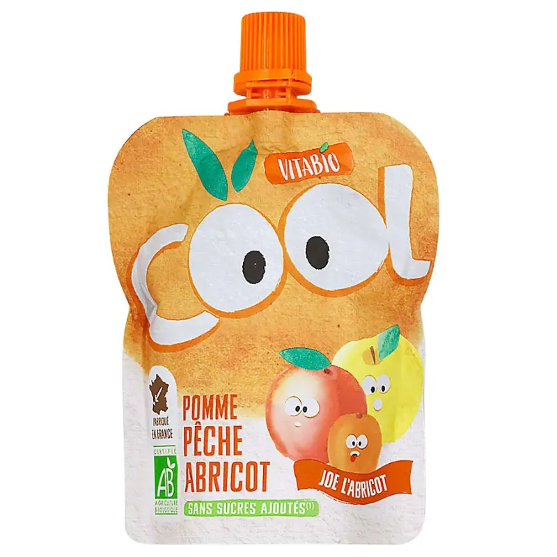 xx Vitabio Cool Fruits Pomme Pêche Abricot Bio Gourde 90g