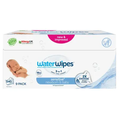 xx WaterWipes Lingettes Bébé Pack 9 x 60 Lingettes
